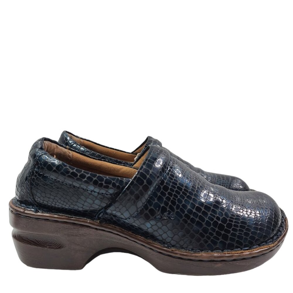 BOC Women’s Clogs Blue Snake Print Comfort Shoes Size 8M